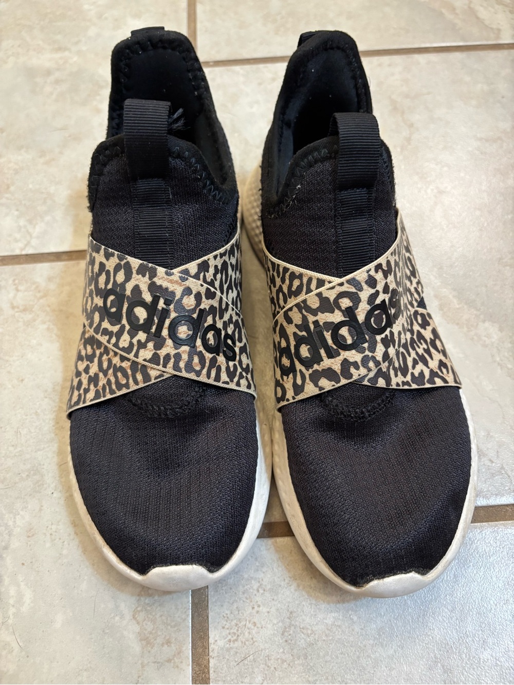 Adidas Puremotion Adapt Leopard‎ Print Slip On Sneakers Women’s Size 6.5 Black